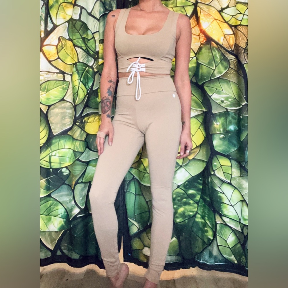 Fashion Nova “Nova Sport LA” Tan 2-Piece Set